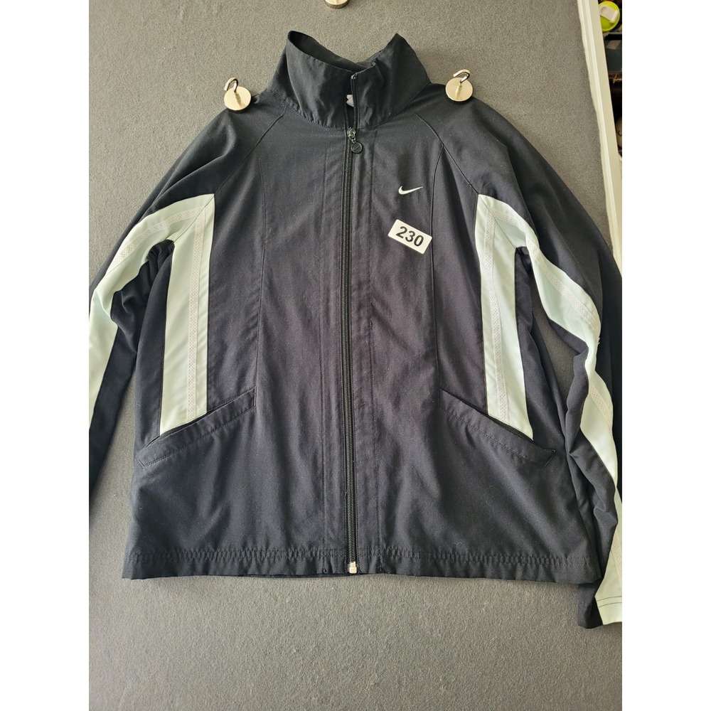 Nike Women's Track Jacket Full-Zip Colorblock Black/Green Pockets Size L
